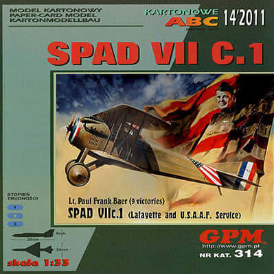 [GPM 314] SPAD VII C.1 Lt.Paul Frank Baer重涂版