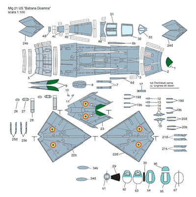 [Digital Card Model] MiG-21 USSR 1:100