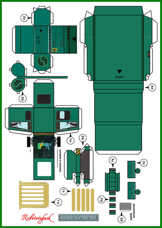 Robototehnik苏联Don-1500收割机和GAZ-53卡车纸模型下载