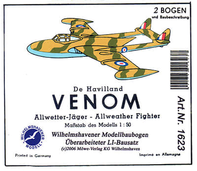 [WHM 1623] De Havilland Venom-52纸模网 - 海量纸模型图纸下载