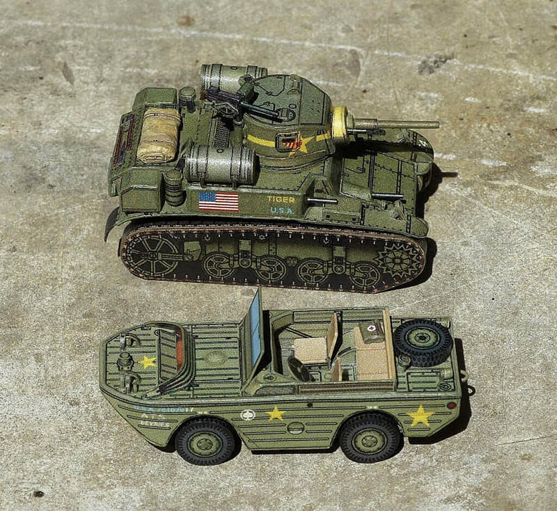 图片[1]-[R&P Models] M3A1 Stuart & Ford GPA-52纸模网 - 海量纸模型图纸下载