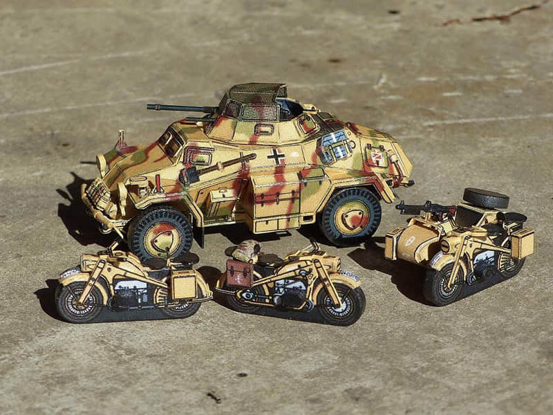 图片[1]-[R&P Models] Sd.Kfz. 222 Ausf. B & Zündapp KS750-52纸模网 - 海量纸模型图纸下载