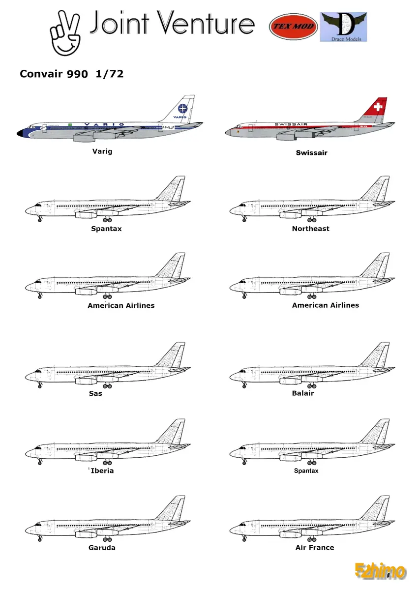 Convair 990 Coronado 康维尔990科罗纳多喷气式民航客机纸模型配图 - 第5张 - 52纸模网