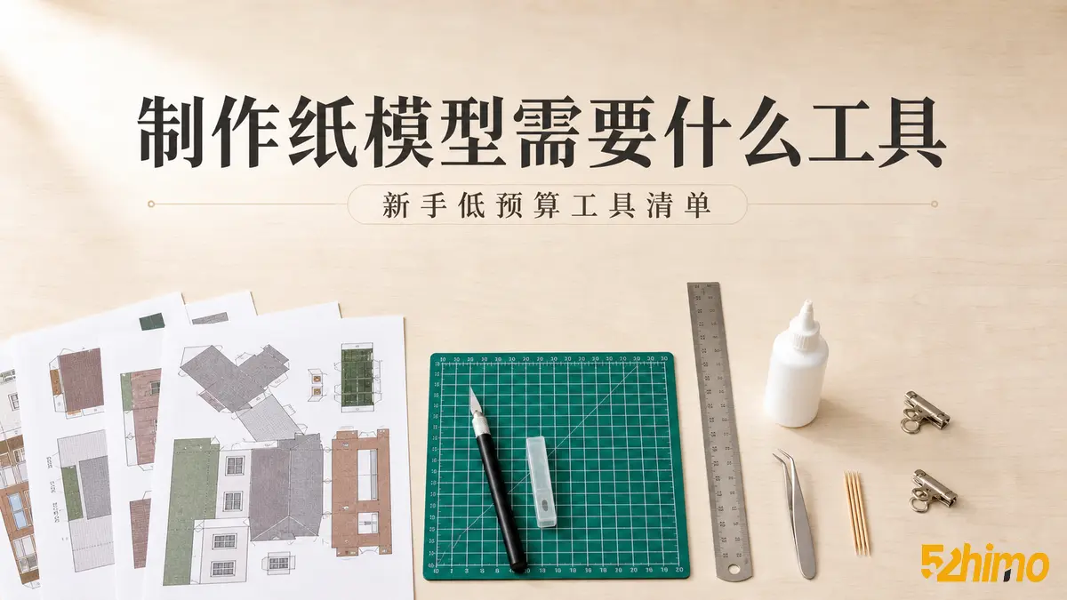 纸模型制作工具低预算清单，适合新手入门的笔刀、切割垫、金属尺、胶水和镊子