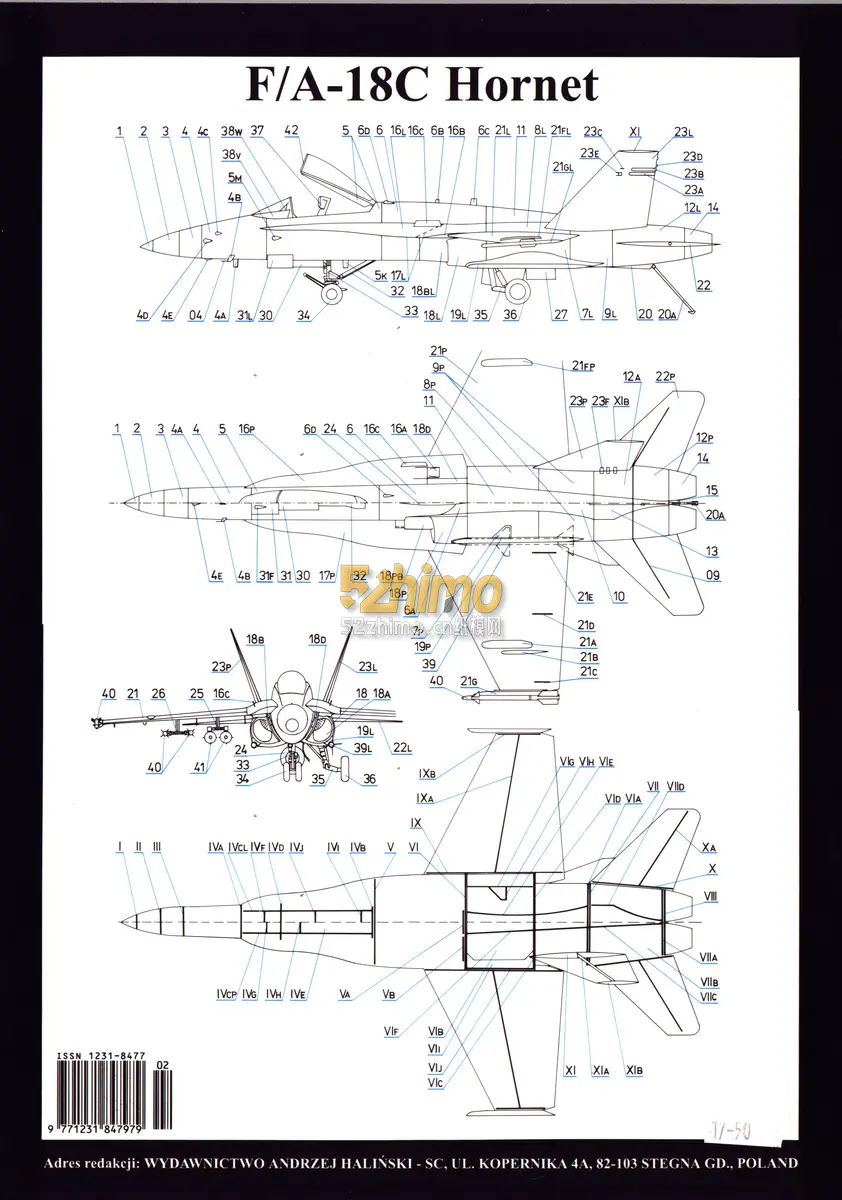 [Halinski KA 1997-02-03] F/A-18C Hornet A4重涂版-52纸模网 - 海量纸模型图纸下载