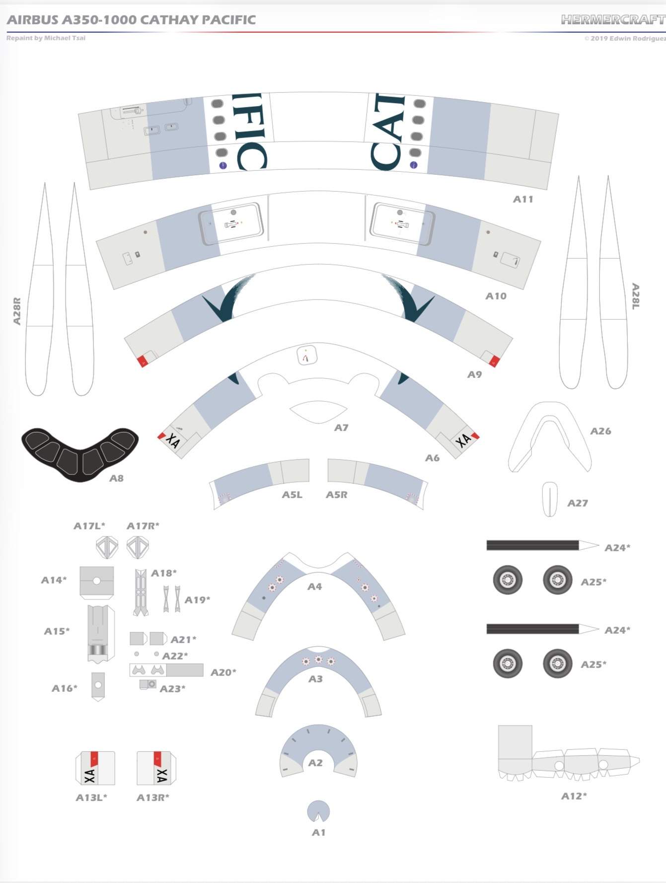 国泰航空A 350 1000型客机-52纸模网 - 海量纸模型图纸下载