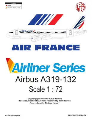 [Paper Replika] Airbus A319-132 Air France-52纸模网 - 海量纸模型图纸下载
