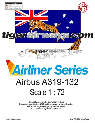 [Paper Replika] Airbus A319-132 Tiger Airways-52纸模网 - 海量纸模型图纸下载