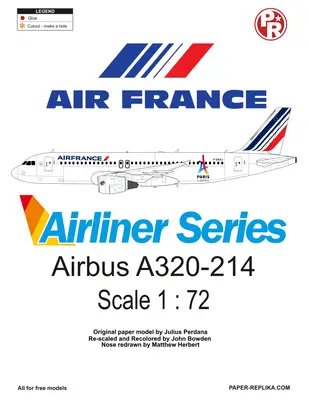 [Paper Replika] Airbus A320-214 Air France Paris 2024 Olympics Marking-52纸模网 - 海量纸模型图纸下载