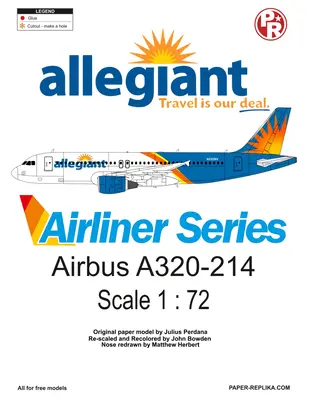 [Paper Replika] Airbus A320-214 Allegiant Airliner-52纸模网 - 海量纸模型图纸下载