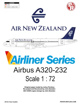 [Paper Replika] Airbus A320-232 Air New Zealand Airlines White Livery-52纸模网 - 海量纸模型图纸下载