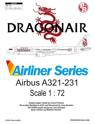 [Paper Replika] Airbus A321-231 Dragon Air-52纸模网 - 海量纸模型图纸下载