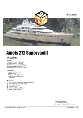 [Paper Replika] Amels 272 RC Yacht Boat-52纸模网 - 海量纸模型图纸下载