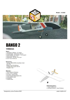 [Paper Replika] Bango 2 RC Trainer Plane for Beginner-52纸模网 - 海量纸模型图纸下载