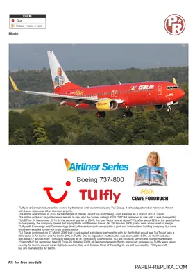 [Paper Replika] Boeing 737-800 TUIfly Air CEWE-52纸模网 - 海量纸模型图纸下载