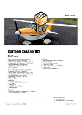 [Paper Replika] Cartoon Cessna 182 RC Plane-52纸模网 - 海量纸模型图纸下载