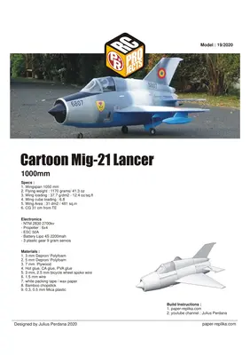 [Paper Replika] Cartoon Mig-21 Lancer RC Plane-52纸模网 - 海量纸模型图纸下载