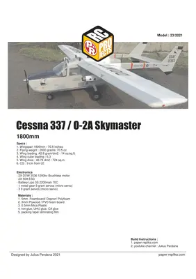 [Paper Replika] Cessna 337 - O-2A Skymaster RC Plane-52纸模网 - 海量纸模型图纸下载