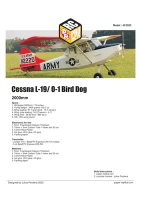 [Paper Replika] Cessna L-19 Bird Dog RC Plane-52纸模网 - 海量纸模型图纸下载