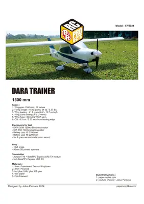 [Paper Replika] Dara Trainer RC Plane 1500 mm-52纸模网 - 海量纸模型图纸下载