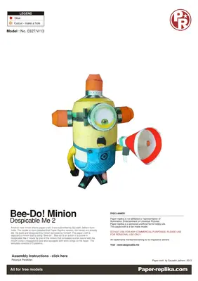 [Paper Replika] Despicable Me 2 - Minion Bee-Do-52纸模网 - 海量纸模型图纸下载