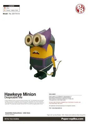 [Paper Replika] Despicable Me - Hawkeye Minion-52纸模网 - 海量纸模型图纸下载