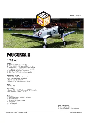 [Paper Replika] F4U Corsair 1300mm RC Plane-52纸模网 - 海量纸模型图纸下载