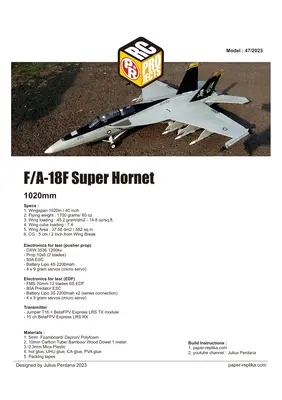 [Paper Replika] F/A-18F Super Hornet 1000mm RC Plane-52纸模网 - 海量纸模型图纸下载