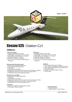 [Paper Replika] Giant Cessna Citation CJ1 2200mm - 86'' RC Plane-52纸模网 - 海量纸模型图纸下载