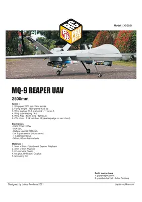 [Paper Replika] MQ-9 Reaper 2500mm RC Plane-52纸模网 - 海量纸模型图纸下载