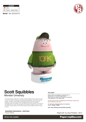 [Paper Replika] Monster University – Scott Squibbles-52纸模网 - 海量纸模型图纸下载