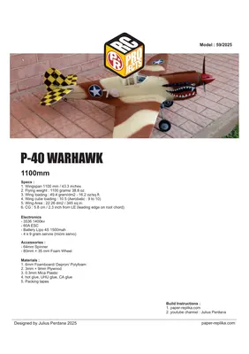 [Paper Replika] P-40 Warhawk RC Plane-52纸模网 - 海量纸模型图纸下载