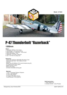 [Paper Replika] P-47 Thunderbolt RC Plane-52纸模网 - 海量纸模型图纸下载