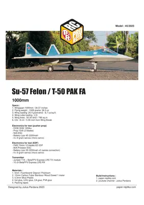 [Paper Replika] Sukhoi Su-57 Felon RC Plane-52纸模网 - 海量纸模型图纸下载