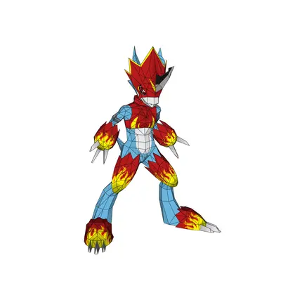 [Peri] Digimon - Flamedramon-52纸模网 - 海量纸模型图纸下载