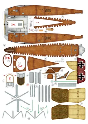 [Model Cardboard] Aviatik Berg D-I 185 Hauptmann Godwin Bronowski重涂版-52纸模网 - 海量纸模型图纸下载