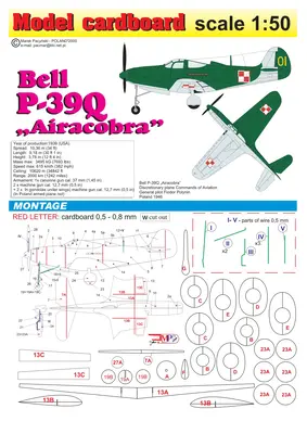 [Model Cardboard] Bell P-39Q Airacobra Poland-52纸模网 - 海量纸模型图纸下载