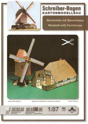 [Schreiber-Bogen 607] Windmill with Farmhouse-52纸模网 - 海量纸模型图纸下载