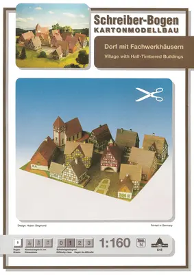 [Schreiber-Bogen 615] Village with Half-Timbered Buildings-52纸模网 - 海量纸模型图纸下载