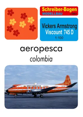 [Schreiber-Bogen 71077] Vickers Armstromg Viscount 803 Aeropesca Colombia矢量重绘版-52纸模网 - 海量纸模型图纸下载