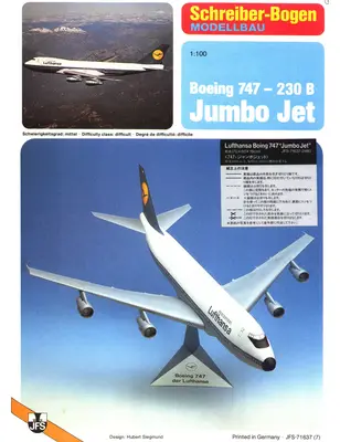 [Schreiber-Bogen 71637] Boeing747-230B Jumbo Jet-52纸模网 - 海量纸模型图纸下载