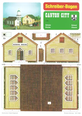 [Schreiber-Bogen 71838] Canyon City - School & Church-52纸模网 - 海量纸模型图纸下载