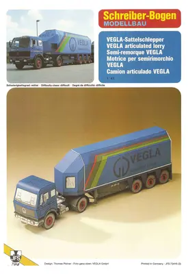 [Schreiber-Bogen 72416] VEGLA-Sattelschlepper-52纸模网 - 海量纸模型图纸下载