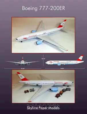 [Skyline Paper Models] Boeing 777-200ER Austrian Airlines-52纸模网 - 海量纸模型图纸下载