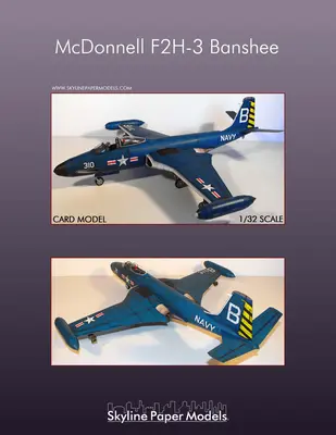 [Skyline Paper Models] McDonnell F2H-3 Banshee-52纸模网 - 海量纸模型图纸下载