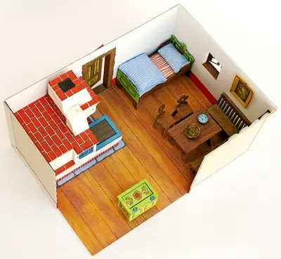 [ABC 1976-18] Old Bohemian Farmhouse Room-52纸模网 - 海量纸模型图纸下载