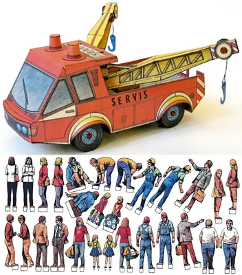 [ABC 1982-14] Service Truck and Figures for ABC Rallye Cars-52纸模网 - 海量纸模型图纸下载