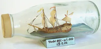 [ABC 1987-10] Venetian Pinasse Boat in a Bottle-52纸模网 - 海量纸模型图纸下载