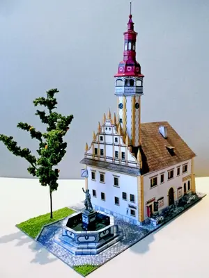 [ABC 1999-06] Liberec Town Hall of 1603 with Fountain-52纸模网 - 海量纸模型图纸下载