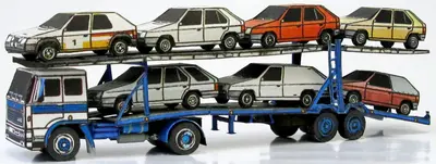 [ABC 2004-09] Liaz 110.581 with Trailer and 7 Skoda Favorit Cars-52纸模网 - 海量纸模型图纸下载